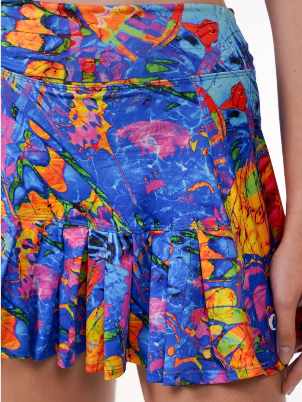 Vibrant Electric Blue Abstract Ruffle Mini Skort